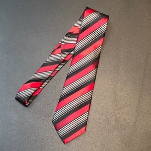 NWT Sean John, classic rep tie, in red, burgundy, gray, black, 100% Silk, New